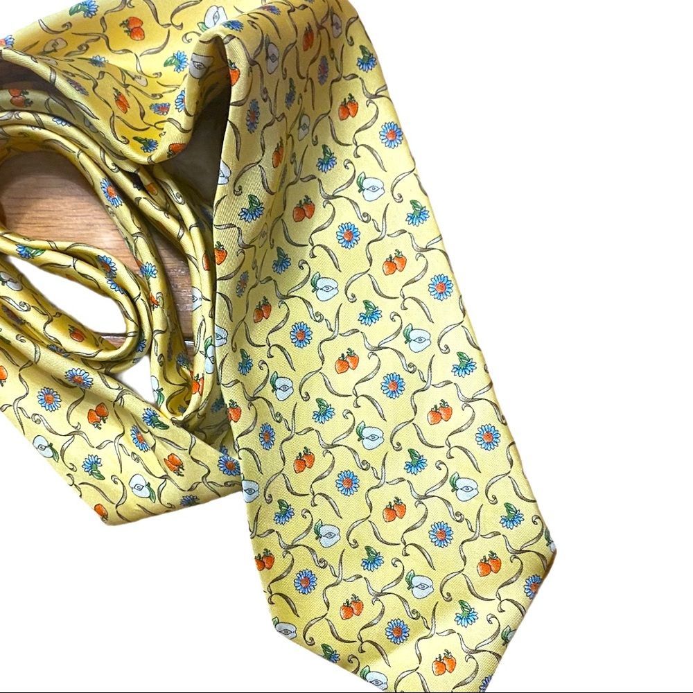 Vintage IL David Italian Silk Tie Fruits
